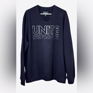 Sean John UNITE Rhinestone Crewneck Sweatshirt Men 2XL Black Graphic Pullover